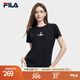 FILA 斐樂女子短袖T恤衫2023夏季新款兔子刺繡多彩運(yùn)動(dòng)上衣短T女 正黑色-BK M 165/84A/M