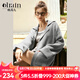 Olrain歐芮兒法式針織衫女秋冬新款翻領(lǐng)中長(zhǎng)款毛衣外套開衫 灰色 M