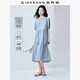 佐丹奴棉麻連衣裙女夏季亞麻文藝風(fēng)圓領(lǐng)泡泡袖蛋糕裙05465323