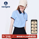 Navigare意大利小帆船女士修身輕薄短袖POLO領(lǐng)T恤上衣2325524506 藍(lán) M 