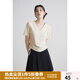 獨(dú)束大碼女裝氣質(zhì)簡約V領(lǐng)百搭通勤風(fēng)T恤女夏季微胖mm時髦顯瘦小上衣 米杏色 L (尺碼：2)