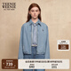 Teenie Weenie小熊牛仔外套女2025年春季新款刺繡簡(jiǎn)約休閑短款?yuàn)A克外套女 中藍(lán)色 M