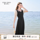 秋水伊人優(yōu)雅赫本風顯瘦小黑裙夏季新款女復古方領(lǐng)收腰連衣裙 黑色 L