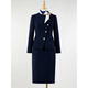 X.C.N 祥春鳥(niǎo)高端西裝套裝裙女氣質(zhì)修身秋冬季商務(wù)接待空姐通勤面試小西服外套 深藍色 贈送腰帶 S