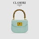 CLAMORI FIRENZE 1955JOLY竹節(jié)系列時(shí)尚baby藍(lán)小鱷魚紋托斯卡納牛皮竹節(jié)馬鞍包斜挎包 baby藍(lán) S
