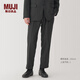 無印良品（MUJI）男式 易打理 彈力 單褶褲 男士長褲子西褲秋季 AE0Y3A4A 深棕色 XL (180/92A)