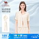 駱駝（CAMEL）休閑直筒寬松顯瘦女短袖運(yùn)動(dòng)服兩件套裝 Y25BY0L2016 杏仁奶 L