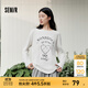 森馬（Semir）長(cháng)袖T恤女秋季oversize印花蝴蝶結2025新款少女感甜酷套頭衫 本白10102 S