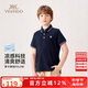 英氏（YEEHOO）兒童polo衫男女童T恤中大童裝短袖基礎(chǔ)涼感抗菌休閑夏 深藍  140 