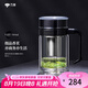 萬(wàn)象（WANXIANG）雙層手柄玻璃杯男水杯帶把手柄杯子辦公室泡茶杯帶過(guò)濾網(wǎng)禮盒送禮 V221L-青灰色-400ml