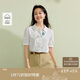 茵曼度假風(fēng)提花全棉氣質(zhì)襯衫夏季女裝百搭寬松短袖襯衣上衣 白色  M 