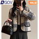 DGOV早春小香風(fēng)復古格子外套女秋季款2025新款洋氣小個(gè)子短款毛呢上衣 黑色 S 【75-90斤】