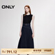 ONLY【七夕禮物】時尚針織牛仔拼接修身長裙連衣裙女|125242014 J37 1000洗水藍牛仔 XL
