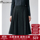 帕羅（PALUOPO）秋冬新款顯瘦百褶半身裙女裙高腰a字韓版氣質(zhì)羊毛職業(yè)中裙子 深灰 M 160/68A