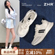 ZHR厚底女鞋新款百搭學(xué)生運動(dòng)鞋女輕便跑步撞色休閑鞋 IF12 米黑 37