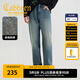 卡賓（CABBEEN）【寬松純棉】復古牛仔褲男2025夏季新款刺繡cleanfit直筒長褲 蔚藍色47 29 /170/M