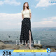 三彩2025夏季新款碎花半身裙荷葉邊開叉魚尾裙浪漫長裙M 黑米花卉 L 165/72A