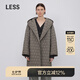 LESS冬季白鴨絨外套女休閑寬松連帽長款輕薄方格羽絨服2N0C20750 037/駝灰 M