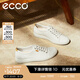 愛步（ECCO）板鞋女 小白鞋牛皮休閑鞋女鞋舒適防滑系帶平底鞋 柔酷7號(hào)430003 白色43000301007 37 （偏小，建議選大一碼）