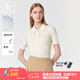哈吉斯（HAZZYS）女裝 春季女士【PHIZ系列】簡約翻領短袖針織衫女 米黃色OW M (160/84A 38)