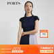 PORTS寶姿 商場(chǎng)同款新品女裝短袖拼色百褶連衣裙LL8D093KWT003 丈青 M (6)