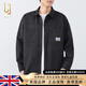 OLJ輕奢高檔品牌秋季翻領(lǐng)襯衫男商務(wù)休閑紐扣長(zhǎng)袖襯衣開衫外套上衣 黑色 XL