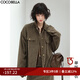 COCOBELLA[美拉德穿搭]撞色PU拼接燈芯絨外套女休閑加絨夾克SC518 單版上衣SC518 M 不同光線呈現(xiàn)色澤不同
