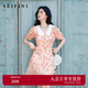 詩(shī)凡黎（'SEIFINI）【灼灼桃花】詩(shī)凡黎粉色碎花軟感荷葉邊吊帶裙娃娃領(lǐng)海邊度假裙女 粉色娃娃領(lǐng) S 155/80A