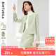 尚都比拉圓領(lǐng)小香風外套一步裙套裝女秋冬時尚氣質(zhì)兩件套 豆沙綠 XL