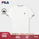 FILA 斐樂官方t恤短袖男子針織短袖衫2025夏新款時尚休閑簡約圓領(lǐng)上衣 云白-WT 3XL 190/108A/XXXL