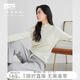 對白【100%綿羊毛】半高領針織毛衣女秋冬2024新款保暖打底衫上衣 月光白 L