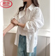 浪莎純棉打底襯衫女莫蘭迪出勤防曬長(cháng)袖秋季薄款百搭氣質(zhì)上衣外套