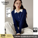 衣香麗影藏青色學院風針織衫女新款時尚拼色娃娃領(lǐng)上衣 藏青色 M