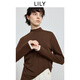 LILY2025冬新款萊賽爾羊毛混紡假兩件彈力修身套頭針織衫打底衫女 710咖啡 S