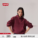 Levi's李維斯女士美式寬松時尚休閑簡約袋鼠兜抽繩連帽套頭衛(wèi)衣 酒紅色 M