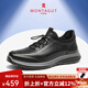 夢(mèng)特嬌（MONTAGUT）男鞋夏季新款鏤空透氣運(yùn)動(dòng)休閑鞋沖孔皮鞋男一腳蹬防臭爸爸鞋子男 黑色-頭層牛皮（沖孔透氣） 42