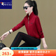 啄木鳥(niǎo)立領(lǐng)運動(dòng)套裝女春秋季2025新款寬松顯瘦中年媽媽洋氣休閑服兩件套 酒紅/黑色2313-1 3XL-建議【133-145斤】