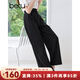 百圖betu女裝2025夏季新款休閑闊腿褲金屬扣袢通勤西褲褲子女2505T61 黑色 L