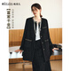 Olrain歐芮兒新款女裝冬季千金氣質(zhì)中長(cháng)款夾棉毛呢小香風(fēng)外套 黑色 L