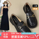 ZHR單鞋女真牛皮英倫風(fēng)樂福鞋女時(shí)尚兩穿休閑女鞋 BT38 黑色 37