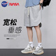 NASA GISS短褲男夏季休閑五分褲男士寬松運動(dòng)籃球褲百搭沙灘褲 灰色A XL 