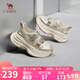 駱駝（CAMEL）老爹運動涼鞋女涼爽透氣網面厚底休閑涼鞋 L25M255034 金色 38