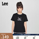 Lee25春夏新品標(biāo)準(zhǔn)版圓領(lǐng)蝴蝶圖案印花女短袖T恤休閑LWT0098704LE 黑色 M