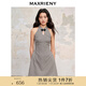 MAXRIENY中式宮廷復古風千鳥格掛脖連衣裙無袖娃娃A擺裙子 黑白格紋 S 01