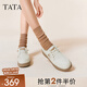 他她（TATA）QQ軟糖英倫單鞋女真皮厚底牛津鞋小皮鞋豆豆鞋新7A421CM4 7A421CM4米白（踩跟款） 36