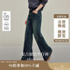 茵曼復古磨白闊腿牛仔褲2025秋女裝新款顯瘦高腰長褲 牛仔藍 28