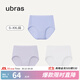 ubras【棉】抗菌抑菌襠內褲女士高彈腰舒適親膚透氣三角褲（3條裝） 3條高腰-藍+紫+白 XXL