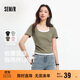 森馬（Semir）短袖t恤女短款假兩件百搭上衣25夏裝顯瘦U領(lǐng)套頭衫109325100015