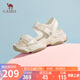 駱駝（CAMEL）動感風(fēng)織帶細閃車縫線魔術(shù)貼松糕底運動涼鞋 L23M504136 米色 38