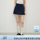 范思藍恩學院風A字百褶高腰半裙女2025春季新款蕾絲花邊短裙1203 藏青色 L